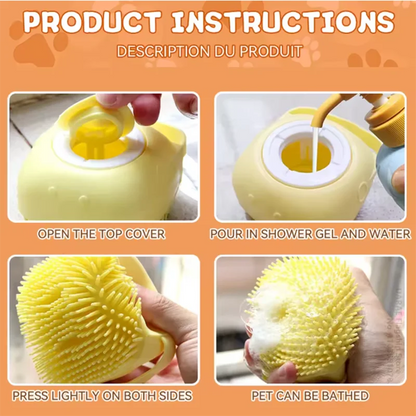 Silicone Pet Bath Brush with Shampoo Dispenser