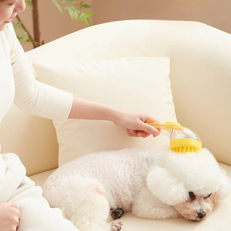 Long-Handle Silicone Pet Bath & Massage Brush