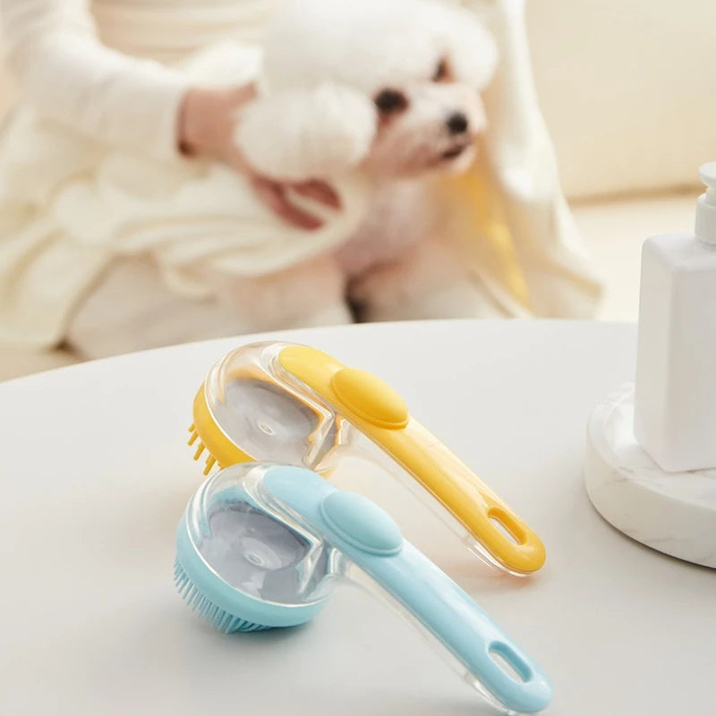 Long-Handle Silicone Pet Bath & Massage Brush