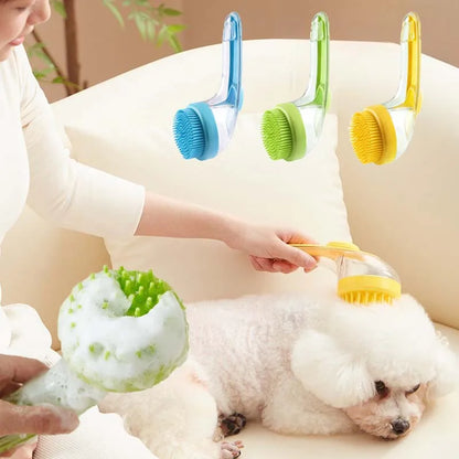 Long-Handle Silicone Pet Bath & Massage Brush