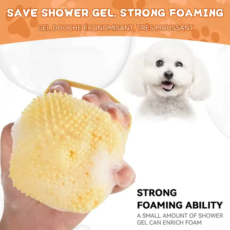 Silicone Pet Bath Brush with Shampoo Dispenser
