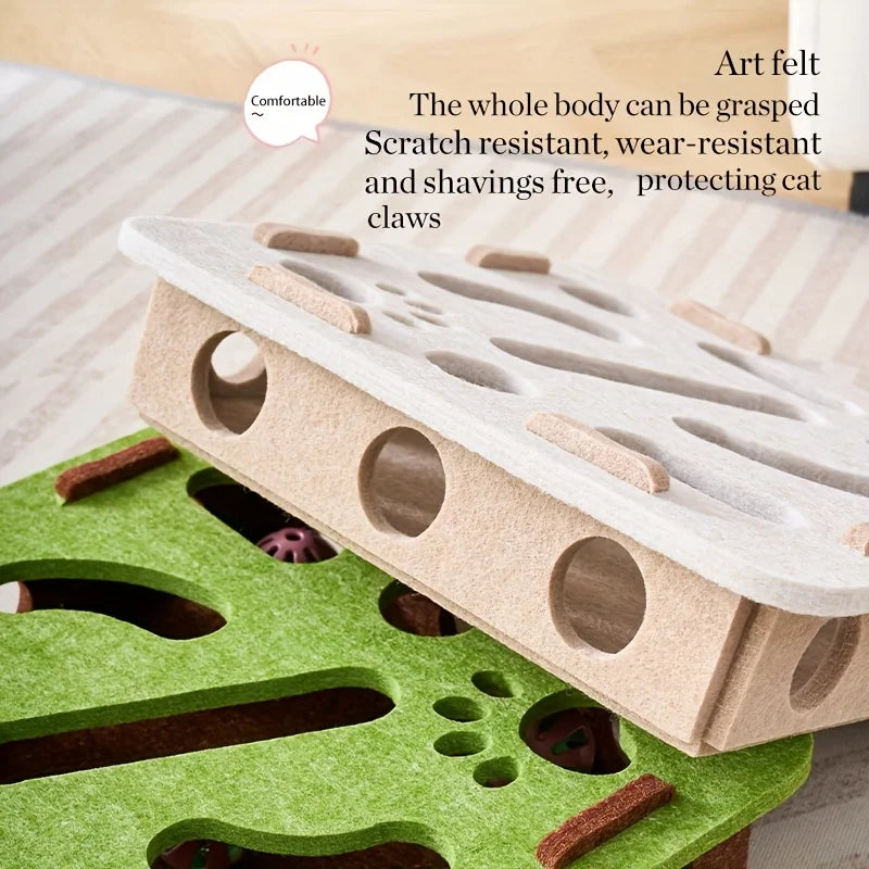 Interactive Felt Maze Puzzle Toy for Cats